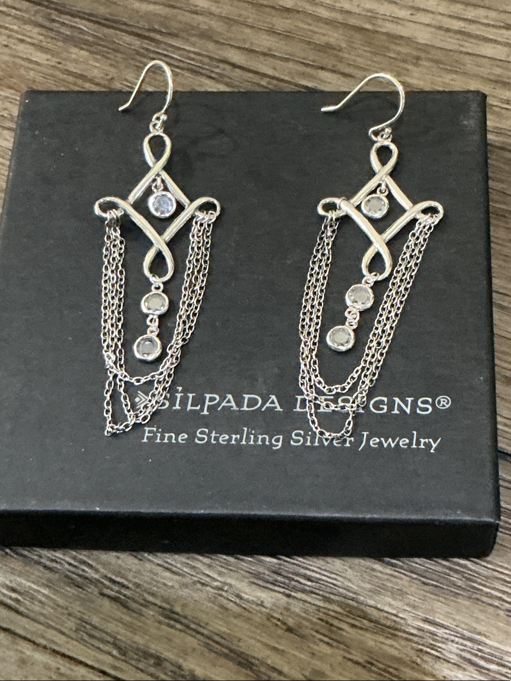 Silpada Sterling Silver Dangle Earrings with Cubic Zirconia